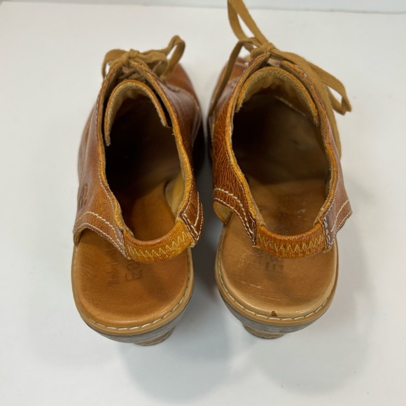 Timberland Earthkeepers Womens 9 Glancy Peep Toe Brown Leather Heels Booties - Picture 5 of 8